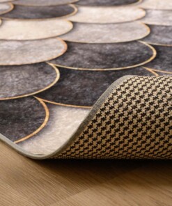 Wasbaar vloerkleed - Moderna grijs - close up vouw, thumbnail