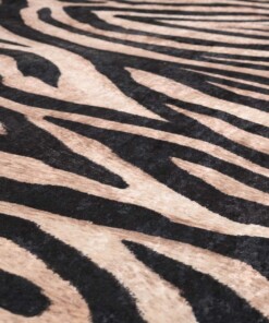 Zebra vloerkleed wasbaar - Moderna zwart/bruin - close up materiaal, thumbnail Zebra vloerkleed wasbaar - Moderna zwart/bruin - close up materiaal, thumbnail