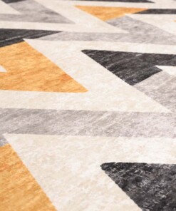 Zigzag vloerkleed wasbaar - Moderna geel - close up materiaal, thumbnail