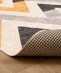 Zigzag vloerkleed wasbaar - Moderna geel - close up vouw, thumbnail