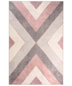 Geometrisch vloerkleed wasbaar - Moderna roze/grijs - overzicht boven