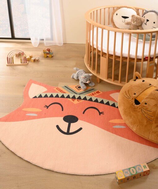 Vloerkleed vos kinderkamer - Wasbaar terra - sfeer