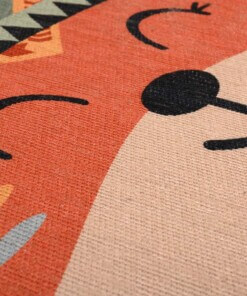 Vloerkleed vos kinderkamer - Wasbaar terra - close up, thumbnail