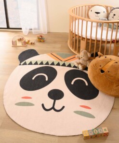 Vloerkleed pandabeer kinderkamer - Wasbaar wit/zwart - sfeer, thumbnail