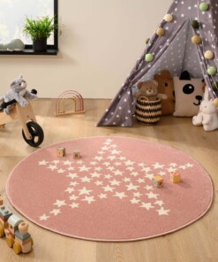 Rond vloerkleed kinderkamer ster - Magic roze