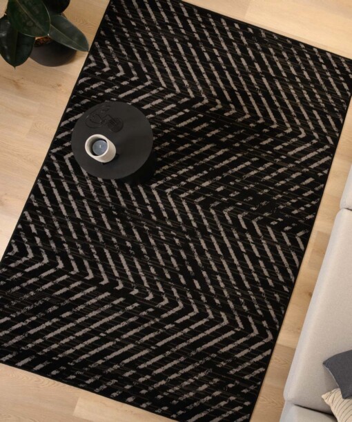 Vloerkleed zig-zag - Bowie zwart