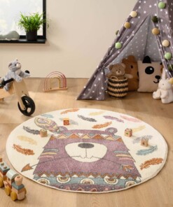 Rond vloerkleed bever - Dreams paars/meerkleurig