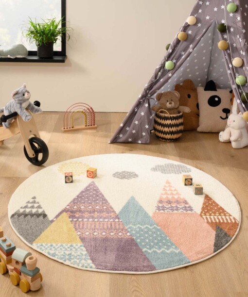 Rond vloerkleed kinderkamer Tipi - Snoozy multi