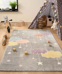 Vloerkleed kinderkamer wolk - Snoozy grijs/multi