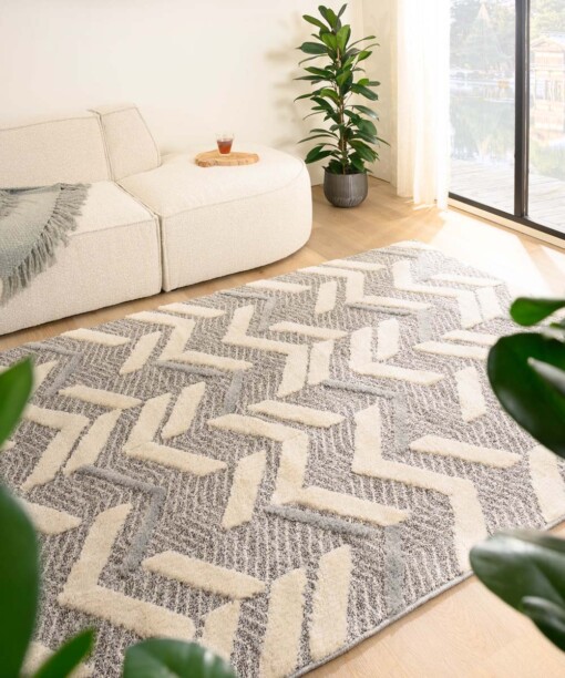 Scandinavisch vloerkleed - Fjord Lys grijs/crème