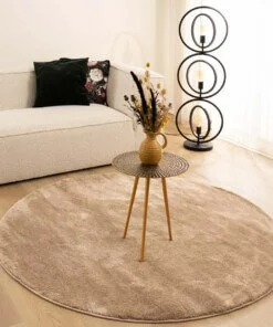 Velours vloerkleed rond - Flair beige