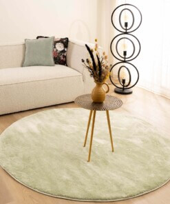 Velours vloerkleed rond - Flair mintgroen