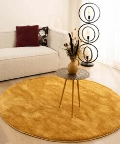 Velours vloerkleed rond - Flair goud