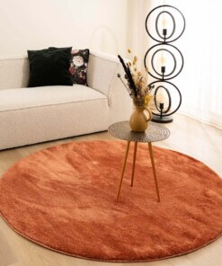 Velours vloerkleed rond - Flair terracotta