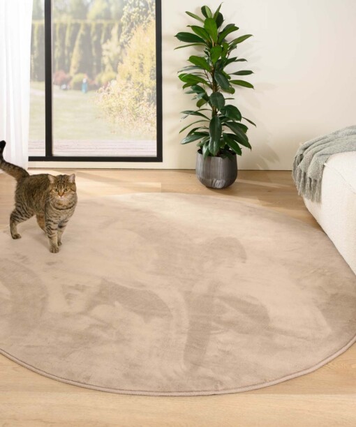 Rond zacht vloerkleed - Plush beige