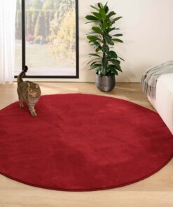 Rond zacht vloerkleed - Plush rood