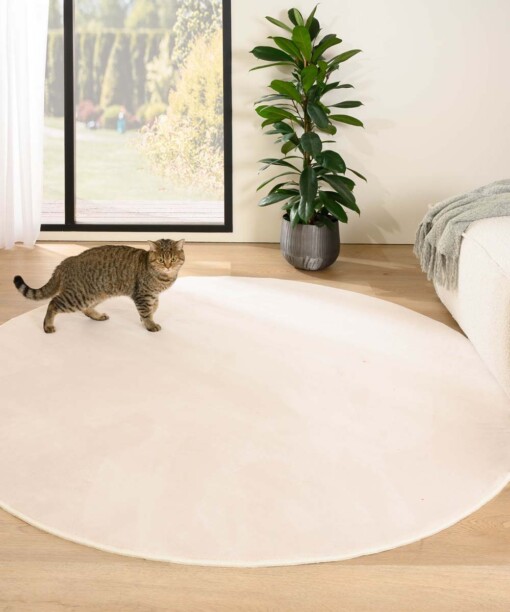 Rond zacht vloerkleed - Plush crème