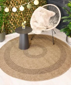 Jute buitenkleed rond - Sunset Spirit beige/zwart