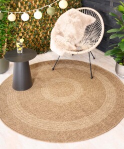 Jute buitenkleed rond - Sunset Spirit beige/wit