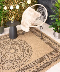 Jute buitenkleed - Boho Mandala beige/zwart