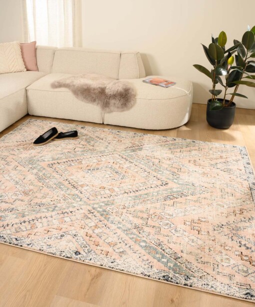 Bohemian vloerkleed - Fancy Riya roze/groen