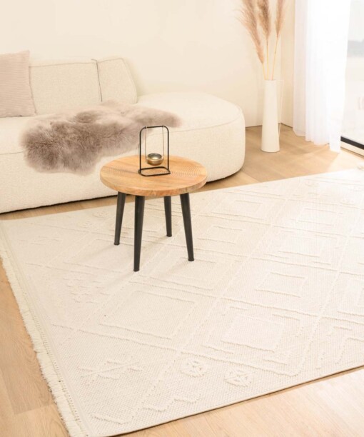 Japandi vloerkleed - Knit Tribe wit