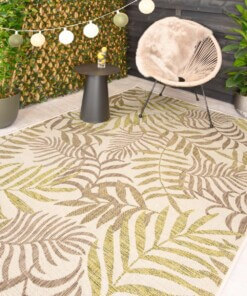 Buitenkleed palmbladeren - Coastal Breeze beige/groen