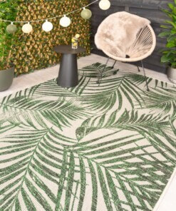 Buitenkleed palmbladeren - Coastal Cove wit/groen