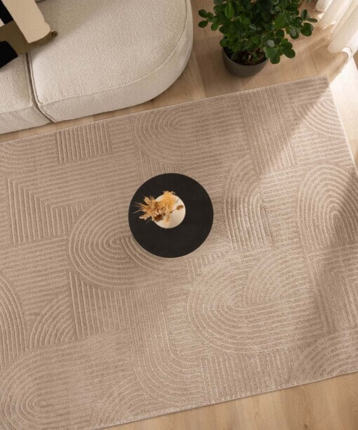 Vierkant vloerkleed Scandinavisch - Contour Bend beige