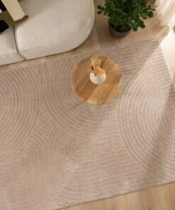 Vierkant vloerkleed Scandinavisch - Contour Curve beige