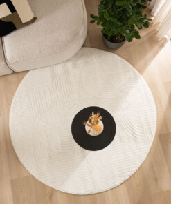 Rond vloerkleed Scandinavisch - Contour Bend crème