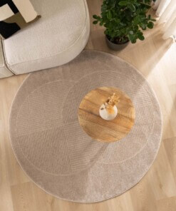 Rond vloerkleed Scandinavisch - Contour Circle beige