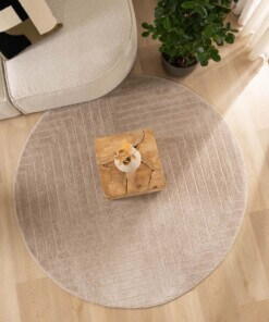 Rond vloerkleed Scandinavisch - Contour Edge beige