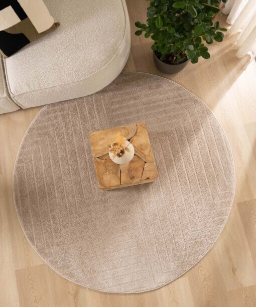 Rond vloerkleed Scandinavisch - Contour Edge beige