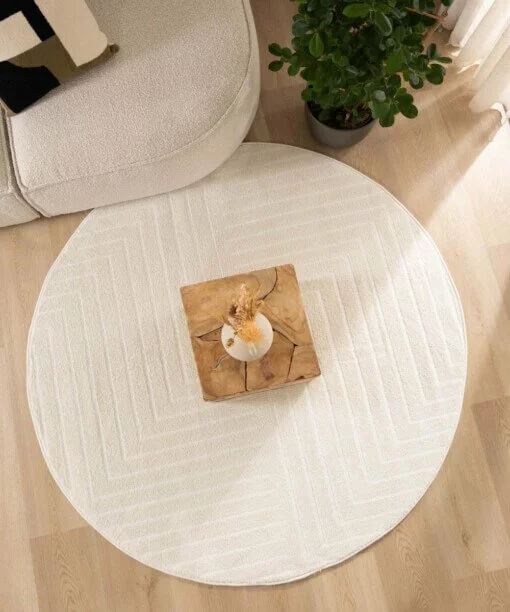 Rond vloerkleed Scandinavisch - Contour Edge crème