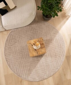 Rond vloerkleed Scandinavisch - Contour Gem beige