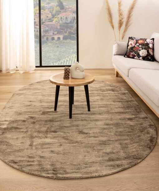 Viscose vloerkleed ovaal - Glamour bruin