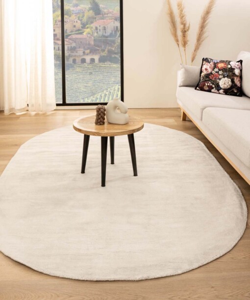 Viscose vloerkleed ovaal - Glamour wit