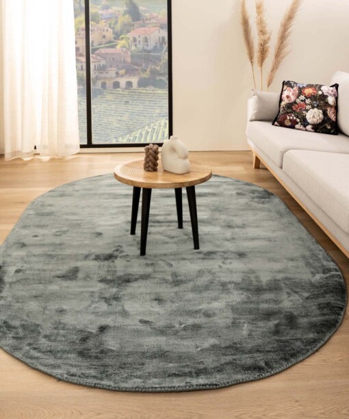 Viscose vloerkleed ovaal - Glamour blauw