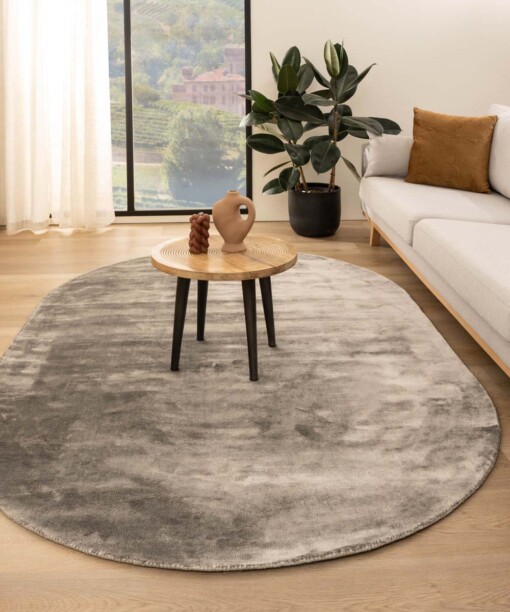 Viscose vloerkleed ovaal - Pearl zilver