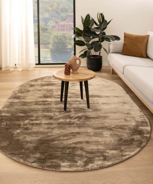 Viscose vloerkleed ovaal - Pearl bruin