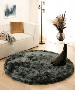 Rond shaggy vloerkleed - Spark blauw