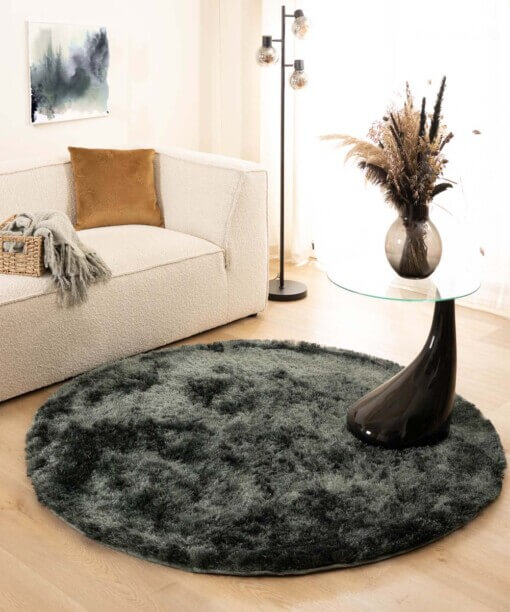 Rond shaggy vloerkleed - Spark blauw