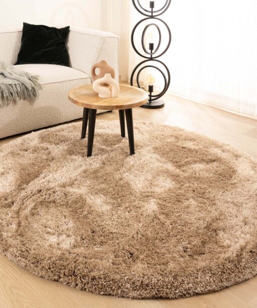 Rond shaggy vloerkleed - Meadow beige