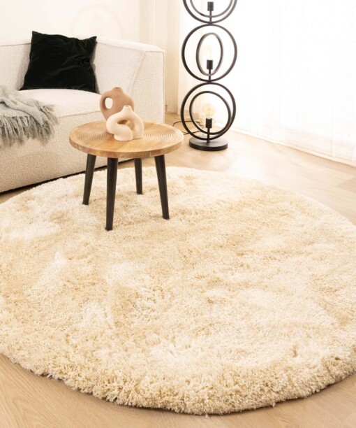 Rond shaggy vloerkleed - Meadow ivoor