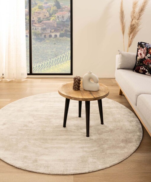 Viscose vloerkleed rond - Glamour ivoor