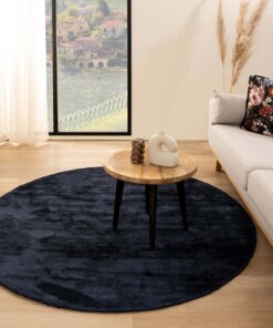 Viscose vloerkleed rond - Glamour marineblauw