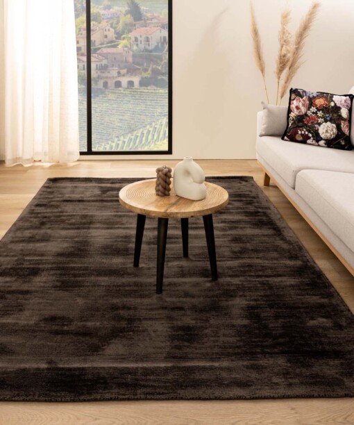 Viscose vloerkleed - Glamour donkerbruin
