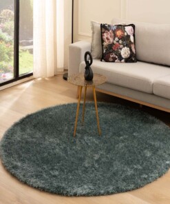 Rond hoogpolig vloerkleed velvet - Posh blauw