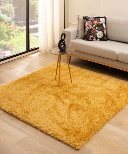 Vierkant hoogpolig vloerkleed velvet - Posh goud